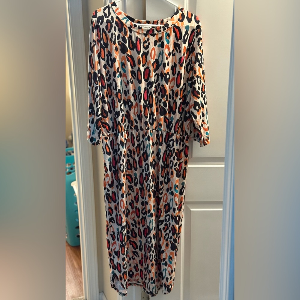 Leopard Print Dress with Multicolor Accents